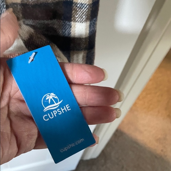 Plaid Shirt Dress with Tie Waist - Cream, Navy & Rust - Picture 4 of 7